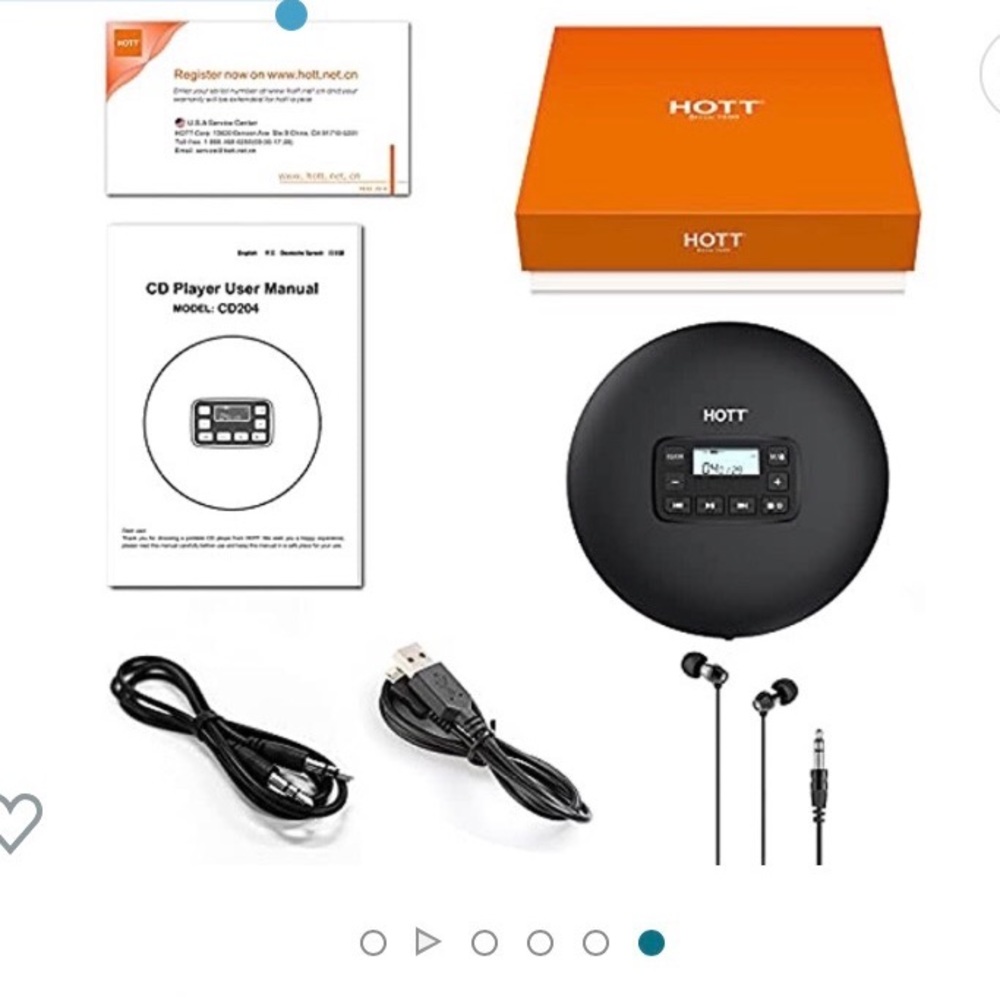 HOTT CD204 Portable CD Player, Personal Compact CD Player with Headphones